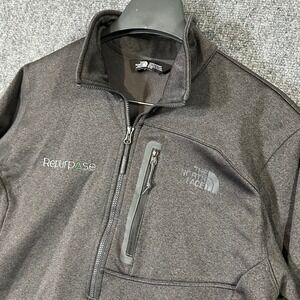 North Face Woens Fleece Jacket Repurpose Logo Gray M Medium